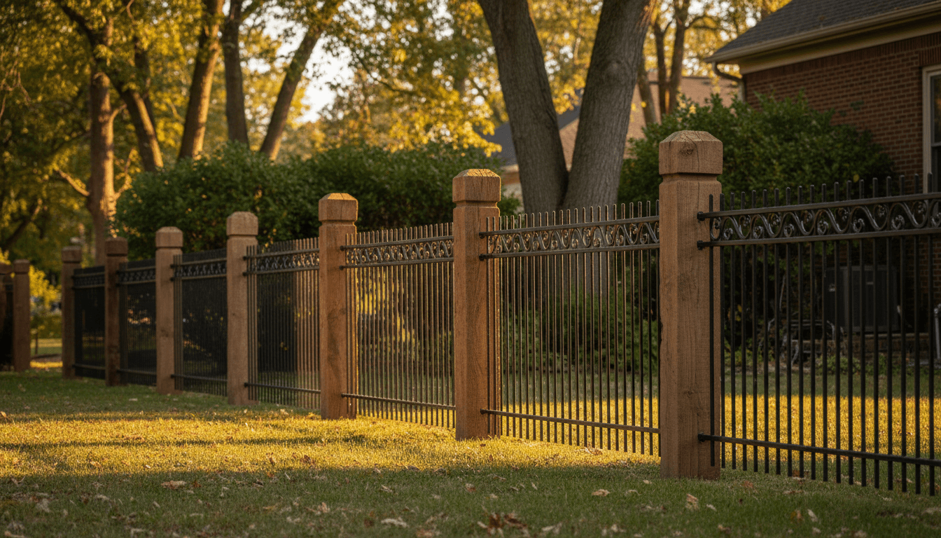 Completed ornamental fence installed in Duluth residential backyard with professional finish