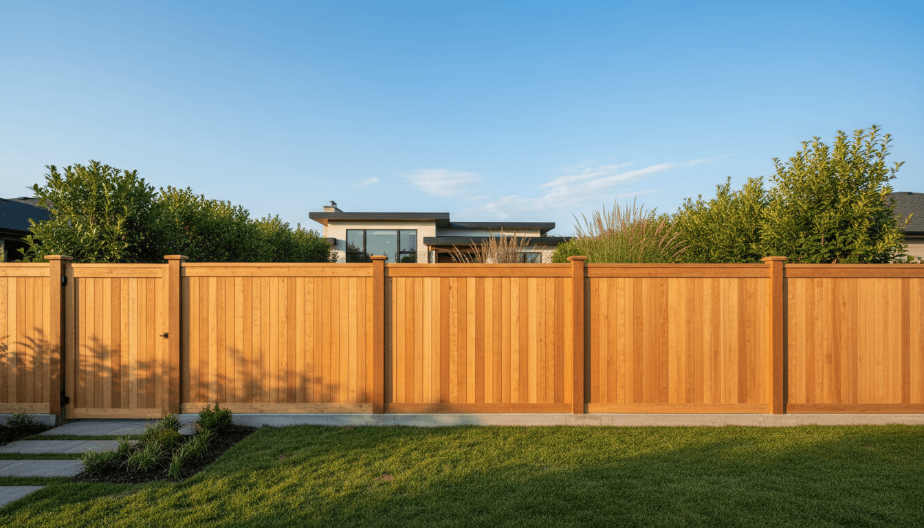 Completed wood privacy fence in Duluth residential setting